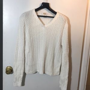 Talbots White cable knit sweater
